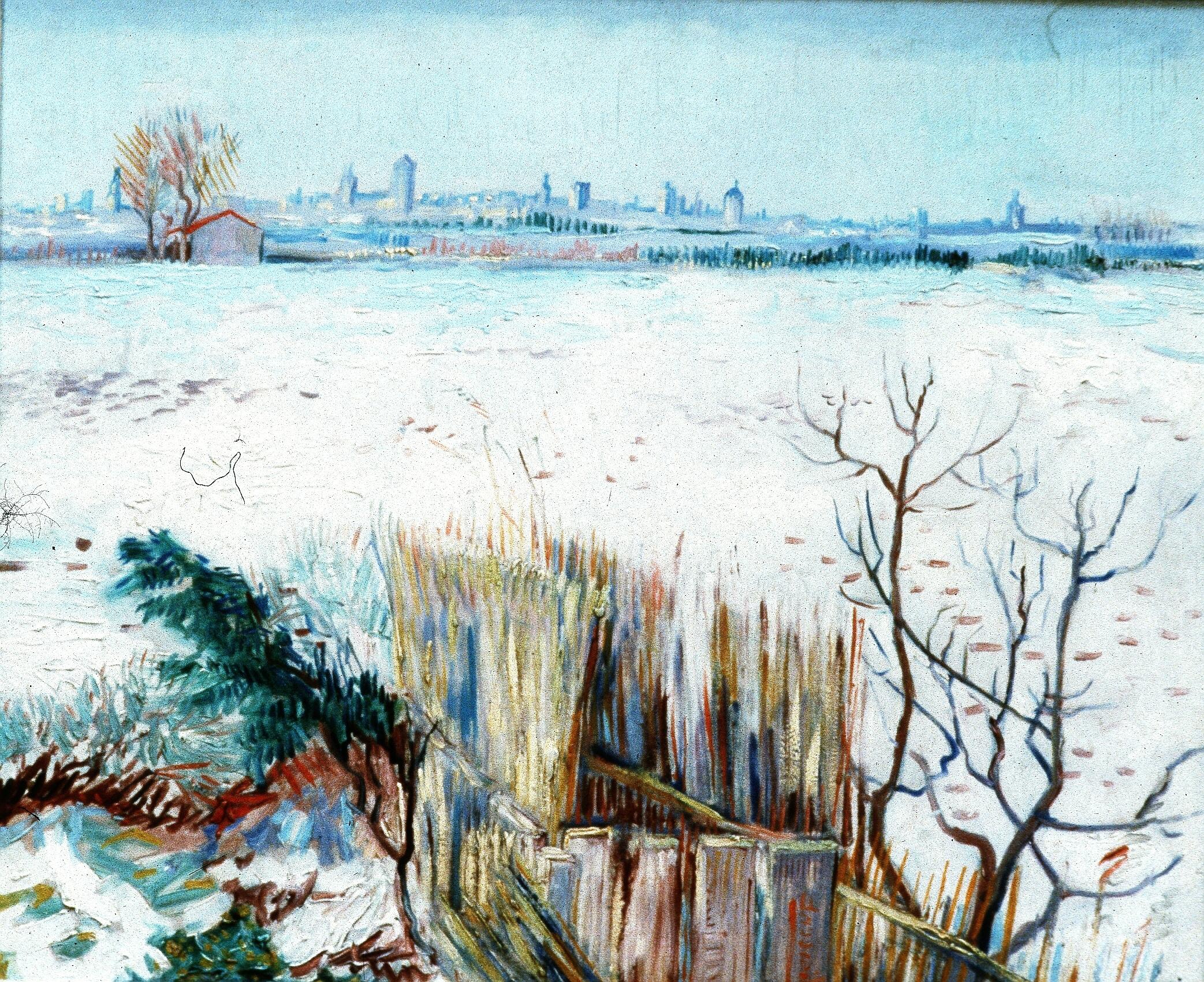 Картина Ван Гога Снежный пейзаж на фоне Арля 1888